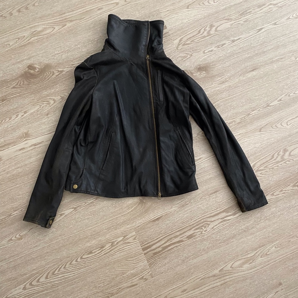Gap Moto distressed leather jacket size S